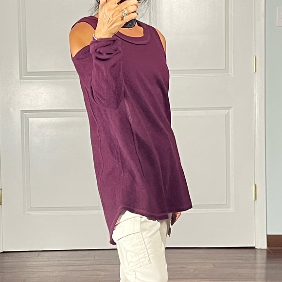 Aqua 100% cashmere cold shoulder longline sweater size S - Picture 3 of 10